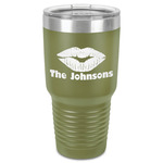 Lips n Hearts 30 oz Stainless Steel Tumbler - Olive - Single-Sided (Personalized)