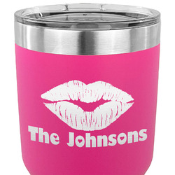 Lips n Hearts 30 oz Stainless Steel Tumbler - Pink - Single Sided (Personalized)