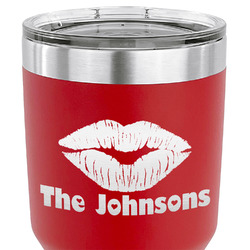 Lips n Hearts 30 oz Stainless Steel Tumbler - Red - Single Sided (Personalized)