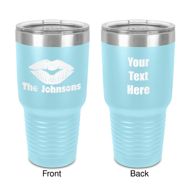 Custom Lips n Hearts 30 oz Stainless Steel Tumbler - Teal - Double-Sided (Personalized)