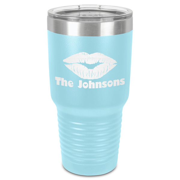 Lips n Hearts 30 oz Stainless Steel Ringneck Tumbler - Teal - Front