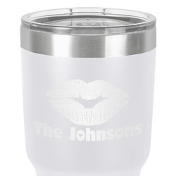 Lips n Hearts 30 oz Stainless Steel Tumbler - White - Double-Sided (Personalized)