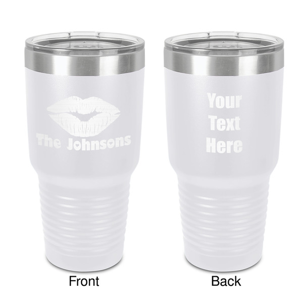 Custom Lips n Hearts 30 oz Stainless Steel Tumbler - White - Double-Sided (Personalized)
