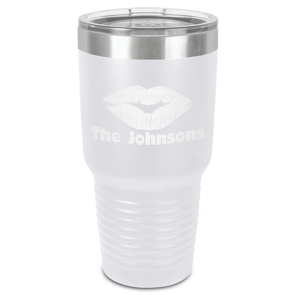 Custom Lips n Hearts 30 oz Stainless Steel Tumbler - White - Single-Sided (Personalized)