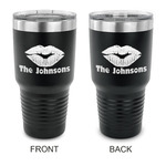 Lips n Hearts 30 oz Stainless Steel Tumbler - Black - Double Sided (Personalized)
