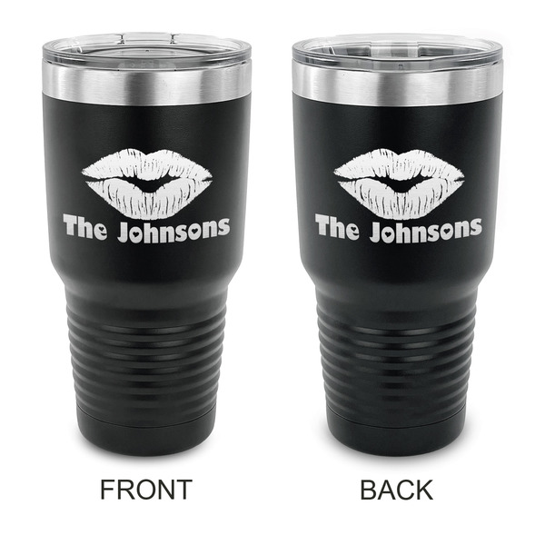 Custom Lips n Hearts 30 oz Stainless Steel Tumbler - Black - Double Sided (Personalized)