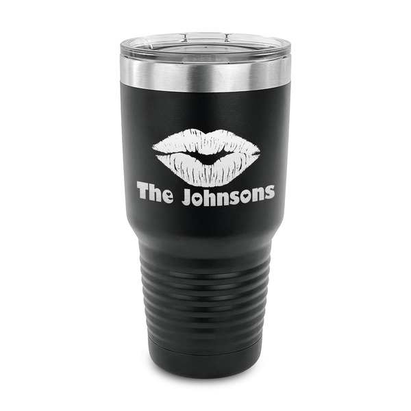 Custom Lips n Hearts 30 oz Stainless Steel Tumbler - Black - Single Sided (Personalized)