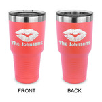 Lips n Hearts 30 oz Stainless Steel Tumbler - Coral - Double Sided (Personalized)