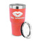 Lips n Hearts 30 oz Stainless Steel Ringneck Tumblers - Coral - LID OFF