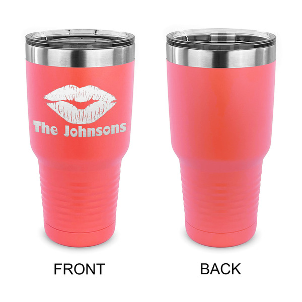 Lips n Hearts 30 oz Stainless Steel Ringneck Tumblers - Coral - Single Sided - APPROVAL