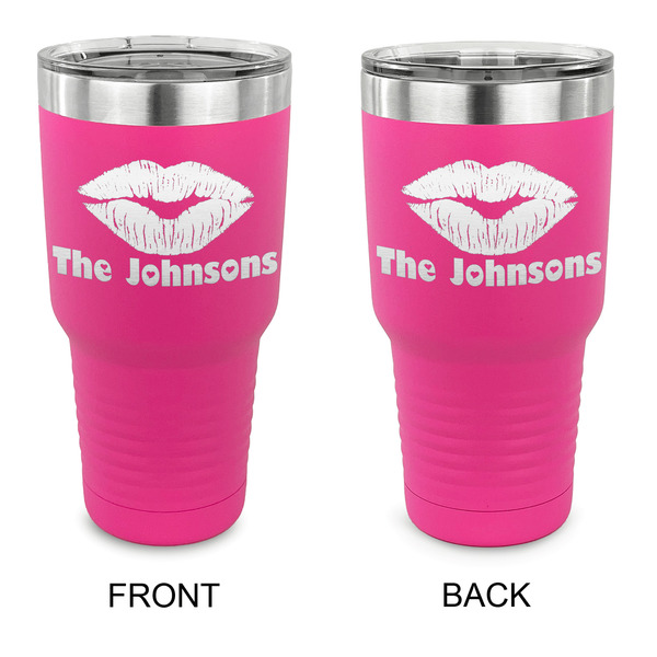 Custom Lips n Hearts 30 oz Stainless Steel Tumbler - Pink - Double Sided (Personalized)