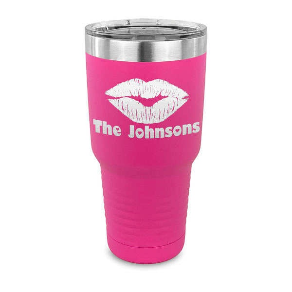 Custom Lips n Hearts 30 oz Stainless Steel Tumbler - Pink - Single Sided (Personalized)