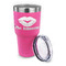 Lips n Hearts 30 oz Stainless Steel Ringneck Tumblers - Pink - LID OFF