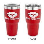 Lips n Hearts 30 oz Stainless Steel Tumbler - Red - Double Sided (Personalized)