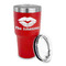 Lips n Hearts 30 oz Stainless Steel Ringneck Tumblers - Red - LID OFF