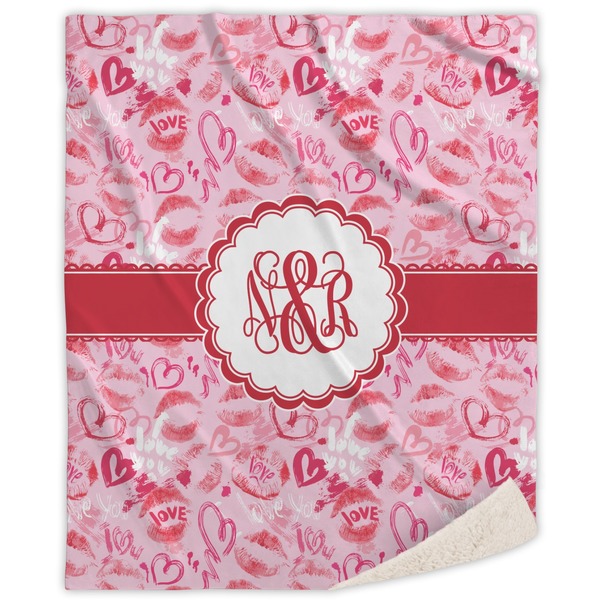 Custom Lips n Hearts Sherpa Throw Blanket (Personalized)