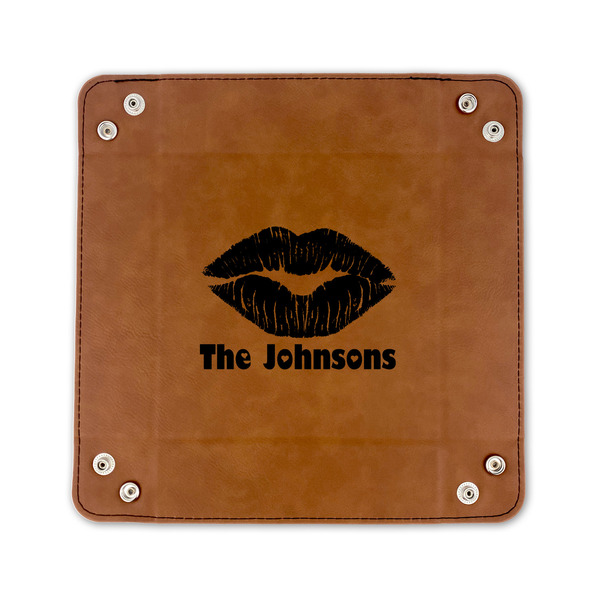 Lips n Hearts 6" x 6" Leatherette Snap Up Tray - FLAT FRONT
