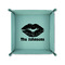 Lips n Hearts 6" x 6" Teal Leatherette Snap Up Tray - FOLDED UP