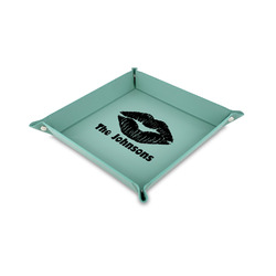 Lips n Hearts 6" x 6" Teal Faux Leather Valet Tray (Personalized)