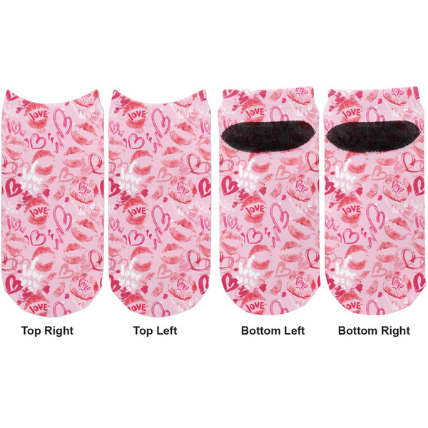 Lips n Hearts Adult Ankle Socks - Double Pair - Front and Back - Apvl