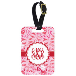 Lips n Hearts Metal Luggage Tag w/ Couple's Names