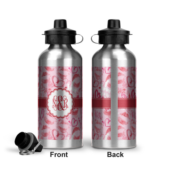 Lips n Hearts Aluminum Water Bottle - Front and Back