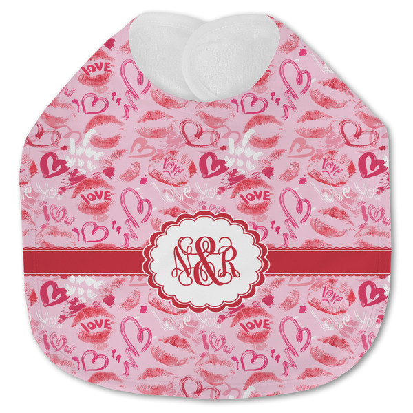 Custom Lips n Hearts Jersey Knit Baby Bib w/ Couple's Names
