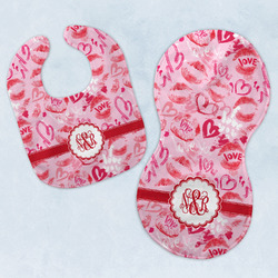 Lips n Hearts Baby Bib & Burp Set w/ Couple's Names