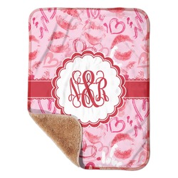 Lips n Hearts Sherpa Baby Blanket - 30" x 40" w/ Couple's Names
