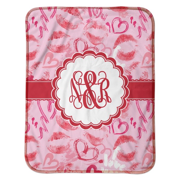Lips n Hearts Baby Sherpa Blanket - Flat