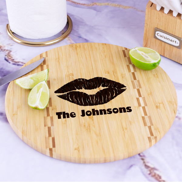 Lips n Hearts Bamboo Cutting Board - In Context