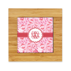 Lips n Hearts Bamboo Trivet with Ceramic Tile Insert (Personalized)