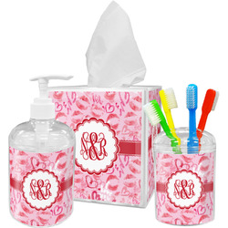 Lips n Hearts Acrylic Bathroom Accessories Set w/ Couple's Names