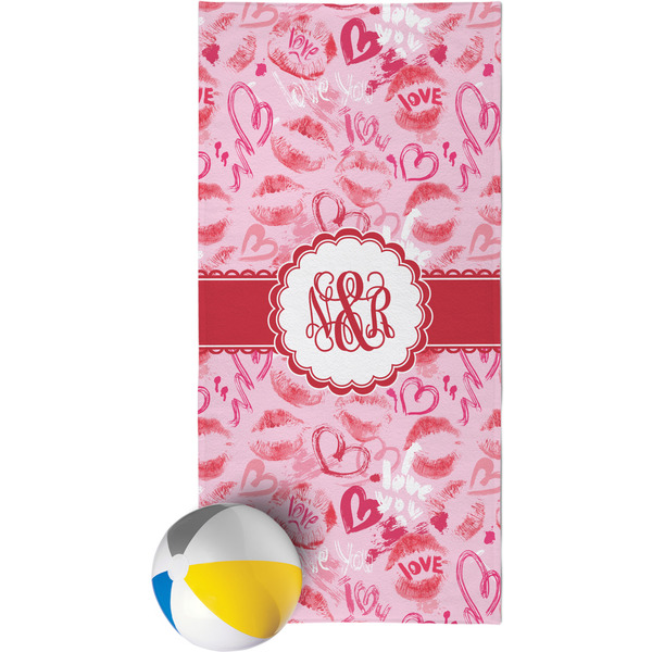 Custom Lips n Hearts Beach Towel (Personalized)
