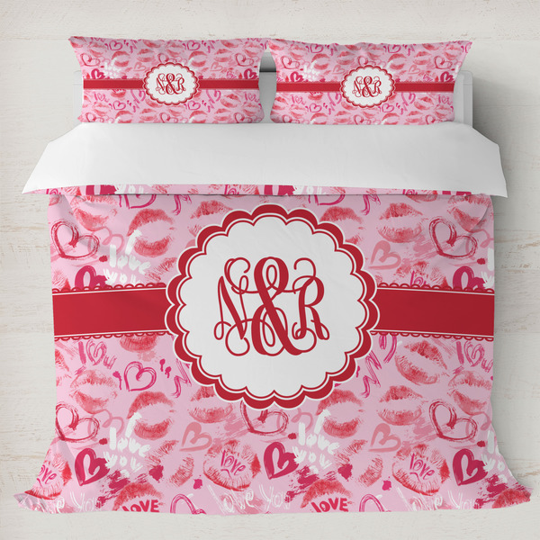 Custom Lips n Hearts Duvet Cover Set - King (Personalized)