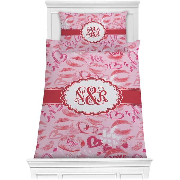 Custom Lips n Hearts Comforter Set - Twin (Personalized)