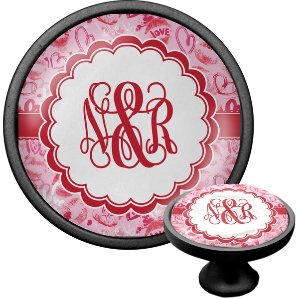 Custom Lips n Hearts Cabinet Knob (Black) (Personalized)