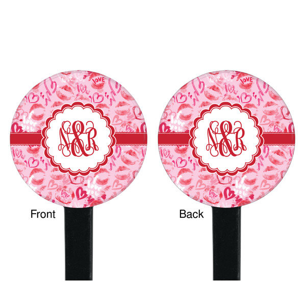 Lips n Hearts Black Plastic 7" Stir Stick - Double Sided - Round - Front & Back