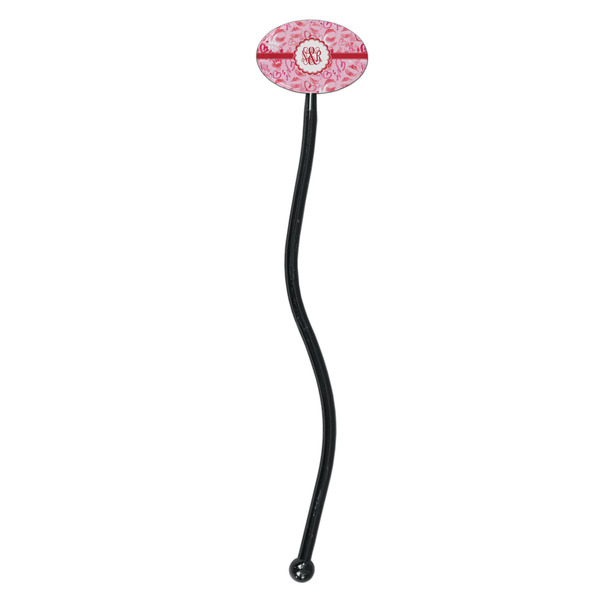 Lips n Hearts Black Plastic 7" Stir Stick - Oval - Single Stick