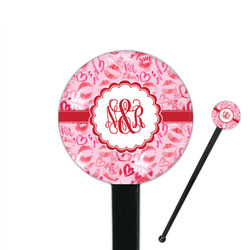 Lips n Hearts 7" Round Plastic Stir Sticks - Black - Double Sided (Personalized)