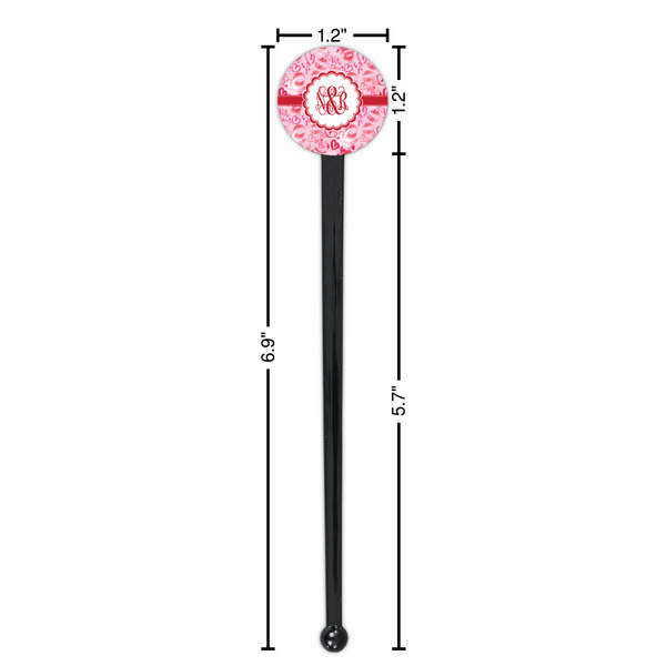 Lips n Hearts Black Plastic 7" Stir Stick - Round - Dimensions