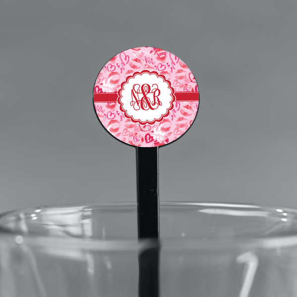 Lips n Hearts Black Plastic 7" Stir Stick - Round - Main