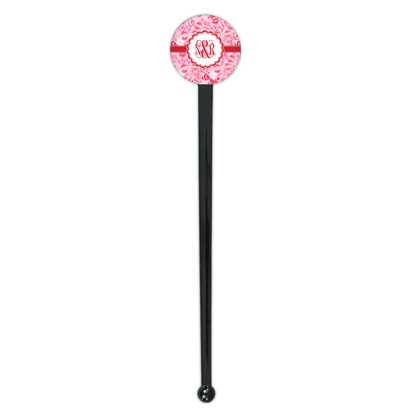 Lips n Hearts Black Plastic 7" Stir Stick - Round - Single Stick