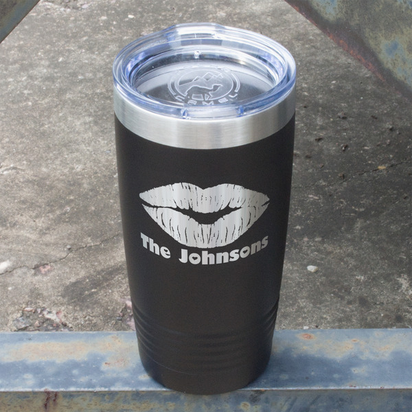 Lips n Hearts Black Polar Camel Tumbler - 20oz - Angled