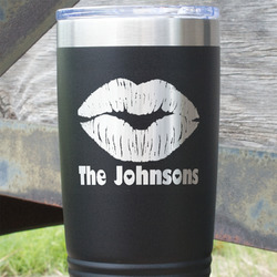 Lips n Hearts 20 oz Stainless Steel Tumbler - Black - Single Sided (Personalized)