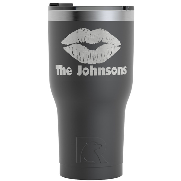 Custom Lips n Hearts RTIC Tumbler - Black - Engraved Front (Personalized)