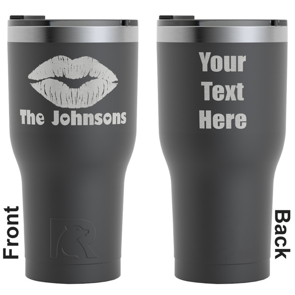 Custom Lips n Hearts RTIC Tumbler - Black - Engraved Front & Back (Personalized)
