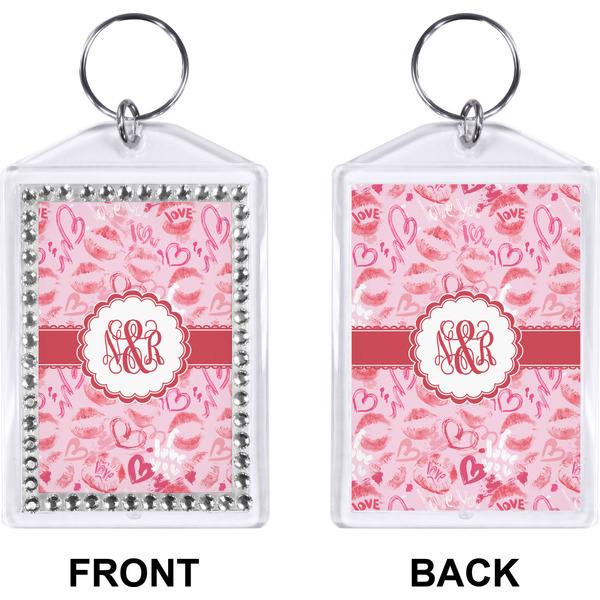 Lips n Hearts Bling Keychain (Front + Back)