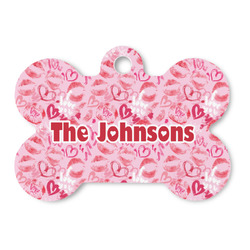 Lips n Hearts Bone Shaped Dog ID Tag (Personalized)