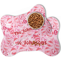Lips n Hearts Bone Shaped Dog Food Mat (Personalized)